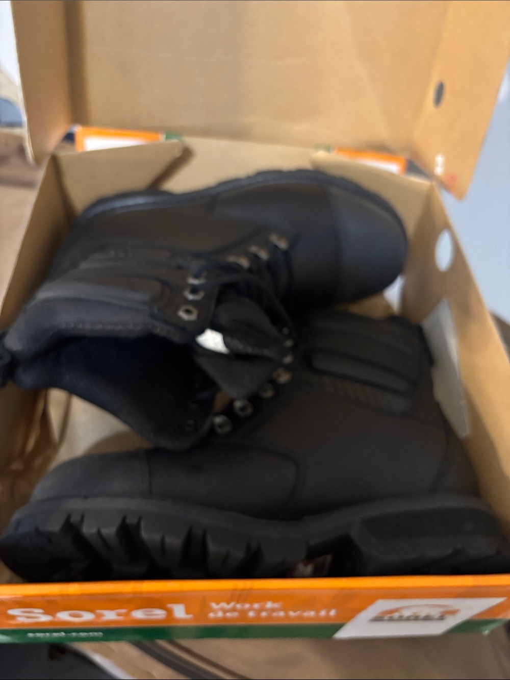 Sorel Men’s Black Lace-Up Work Boots